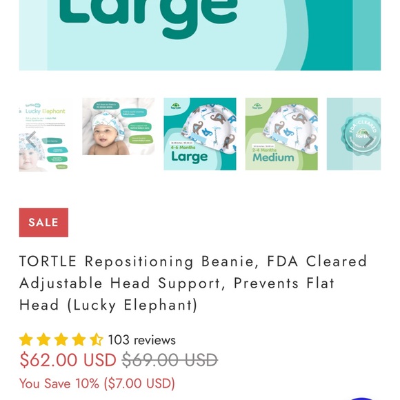 Tortle® Head Positioning Hat for Babies - Picture 2 of 5